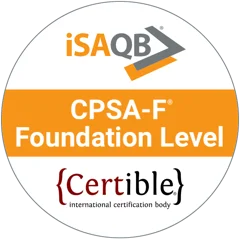 Badge iSAQB® CPSA-F Foundation Level, zertifiziert durch Certible